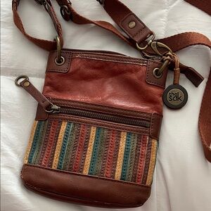 The Sak Striped Leather Crossbody Bag - Brown and Multicolor